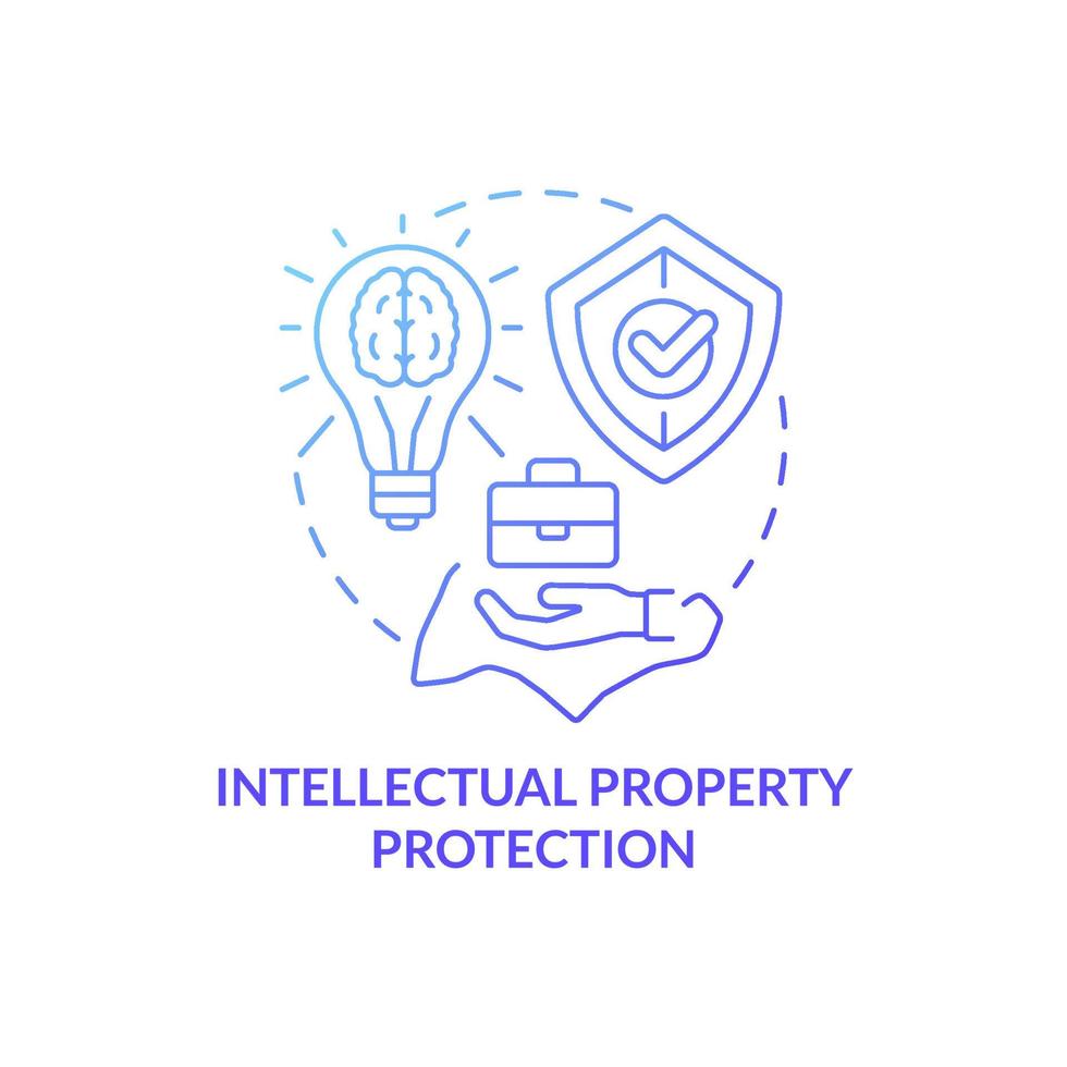 Intellectual property protection blue gradient concept icon. Protect trade secrets abstract idea thin line illustration. Isolated outline drawing. Roboto-Medium, Myriad Pro-Bold fonts used vector