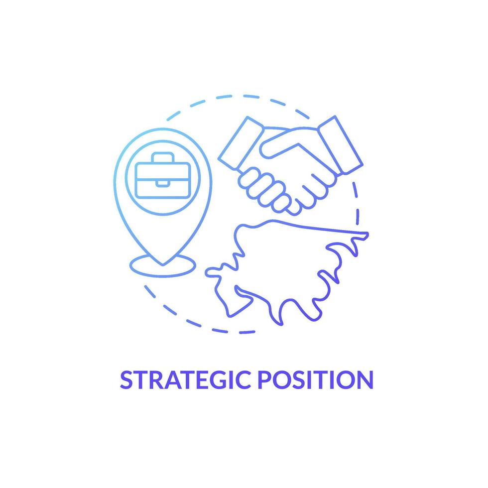 Strategic position blue gradient concept icon. Reason to start business in Singapore abstract idea thin line illustration. Isolated outline drawing. Roboto-Medium, Myriad Pro-Bold fonts used vector
