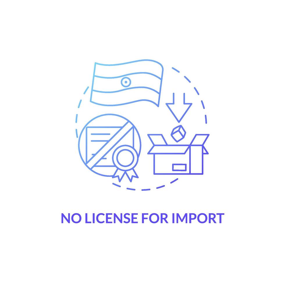 No license for import blue gradient concept icon. Routine examination absence abstract idea thin line illustration. Isolated outline drawing. Roboto-Medium, Myriad Pro-Bold fonts used vector