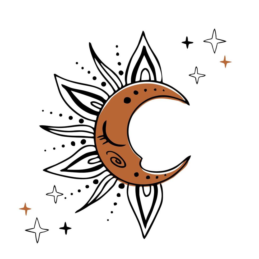 Moon. Esoteric. Astrology. Space. Vector. vector