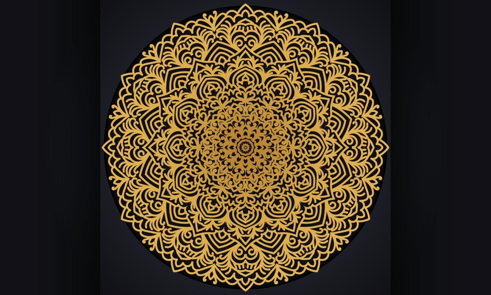 Background with a golden color ornament design. Mandala vector pattern design.