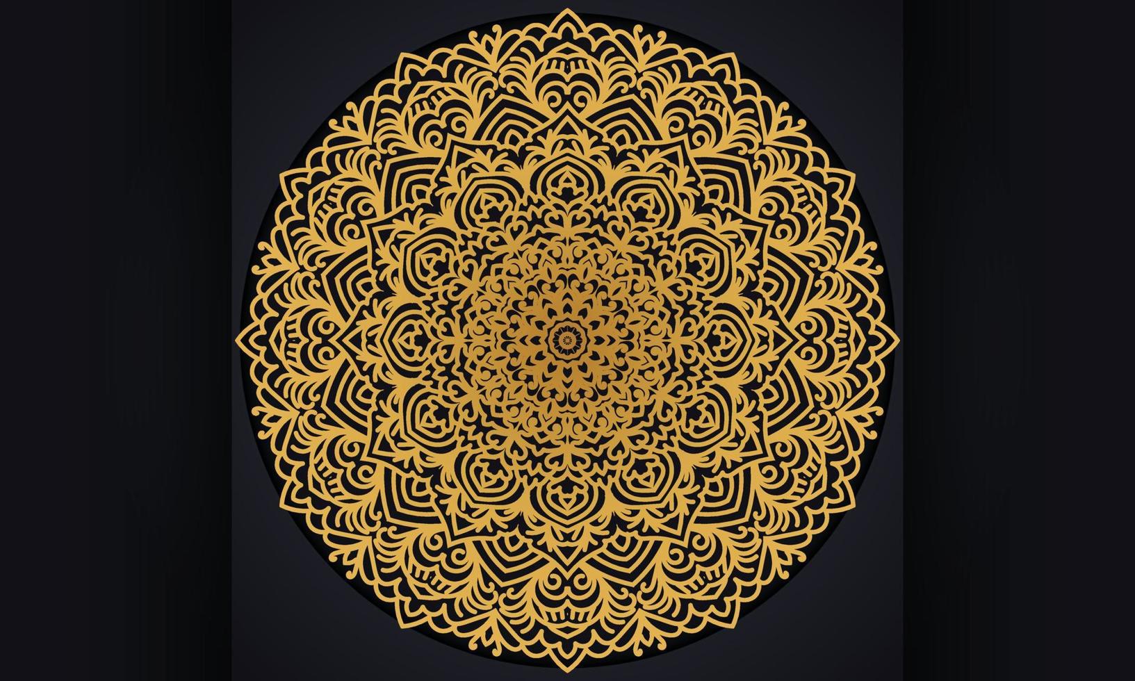 Background with a golden color ornament design. Mandala vector pattern design.