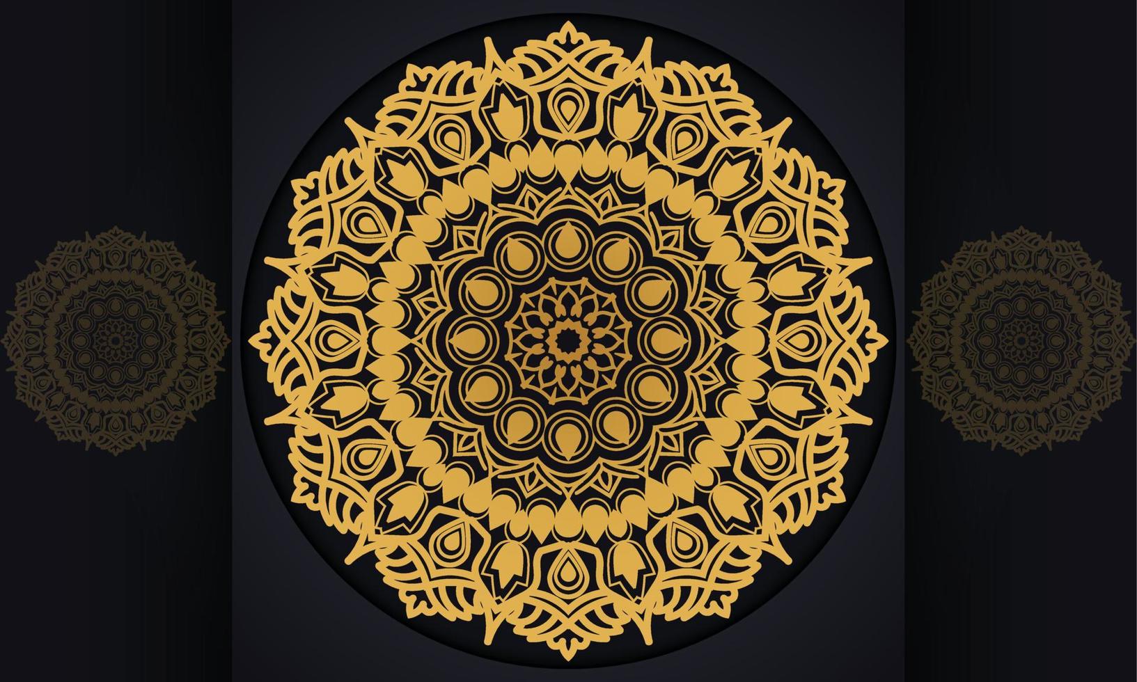 Background with gold ornament. Mandala pattern vector print design.