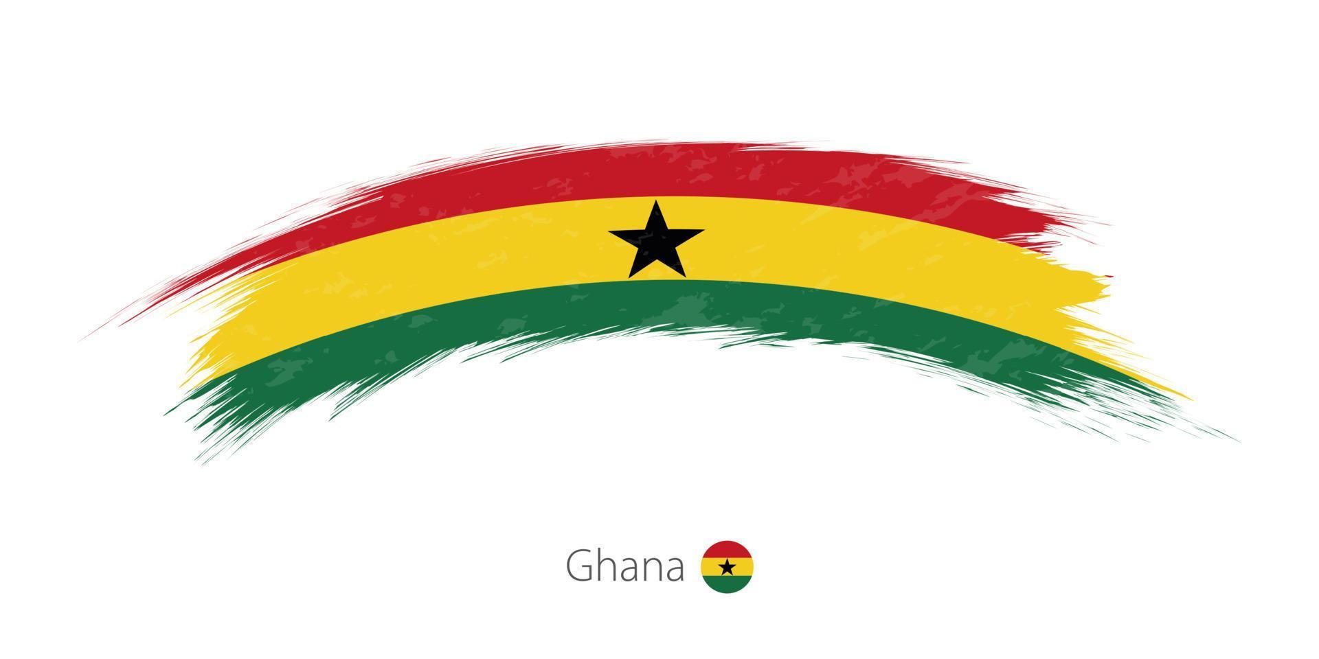 Flag of Ghana in rounded grunge brush stroke. vector