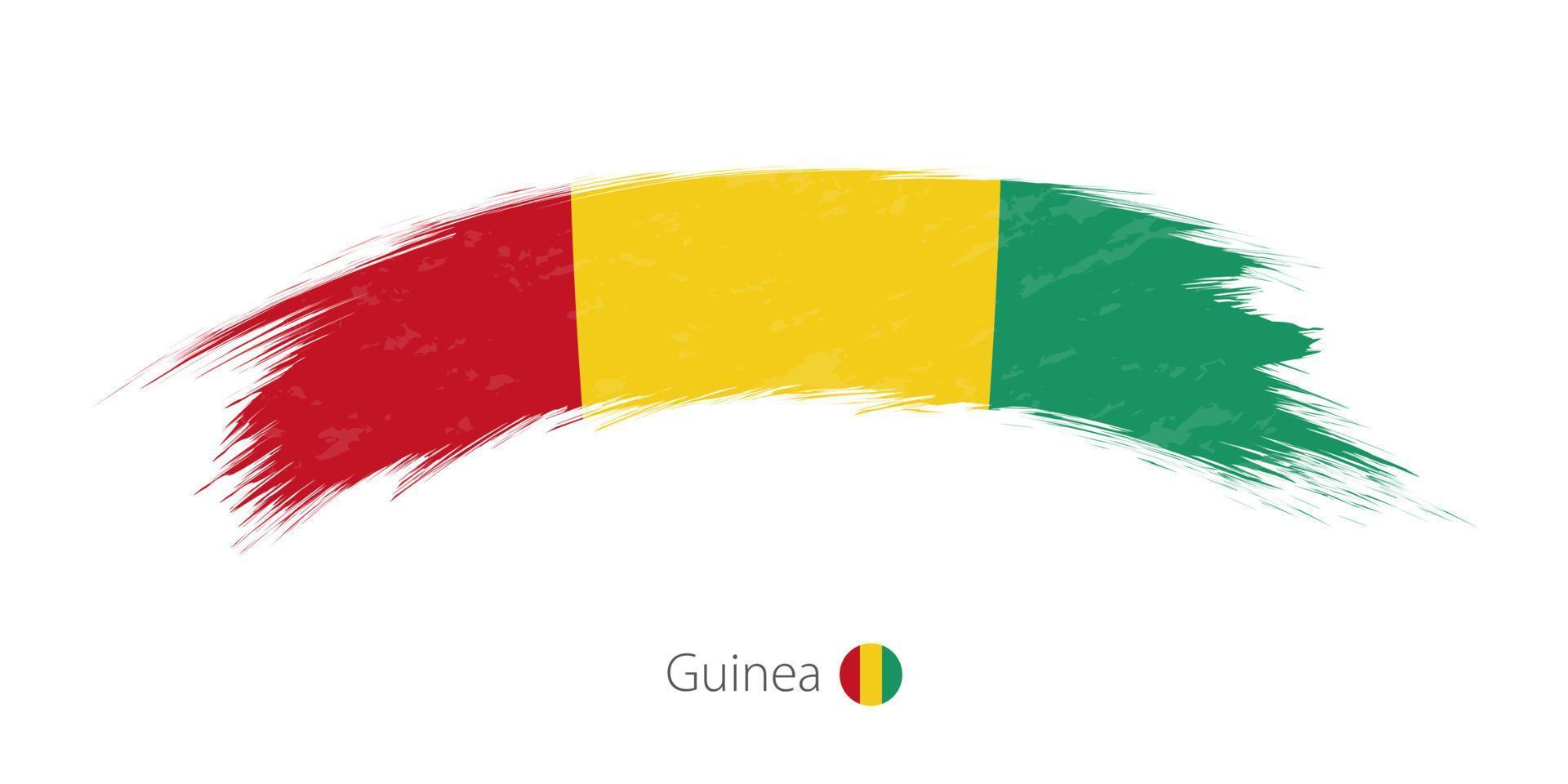 Flag of Guinea in rounded grunge brush stroke. vector