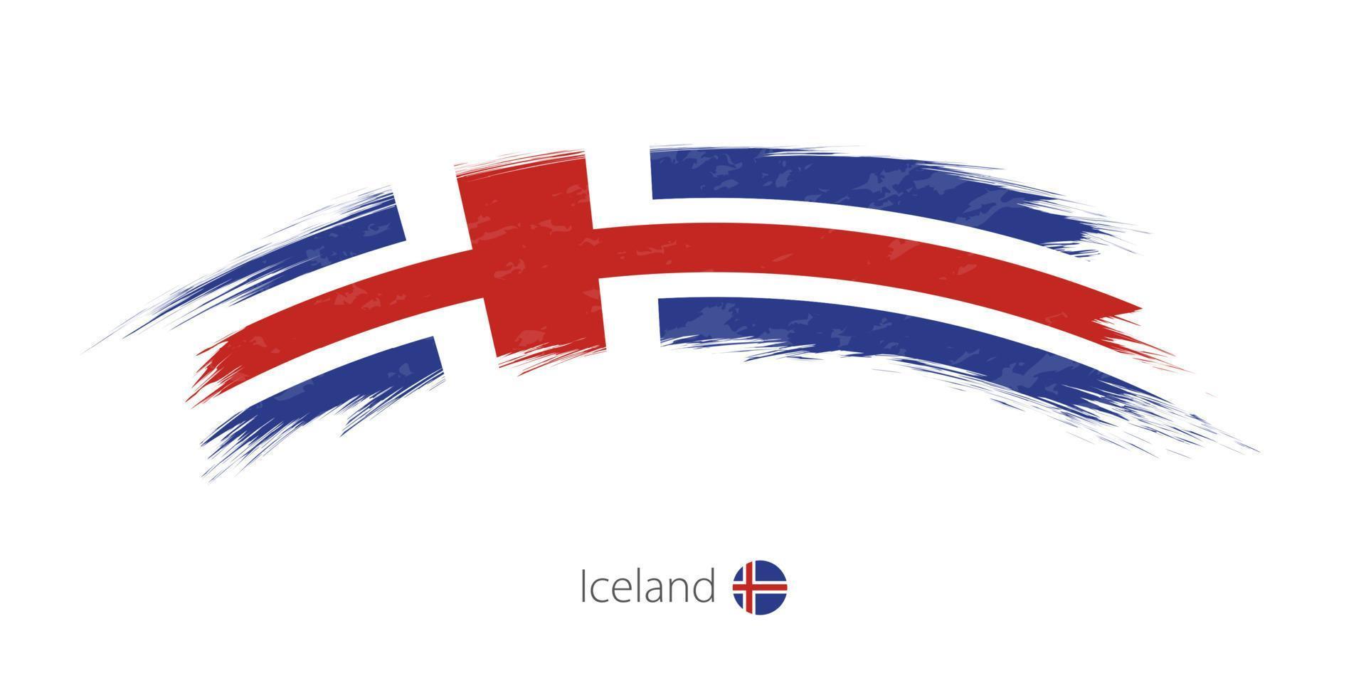 Flag of Iceland in rounded grunge brush stroke. vector