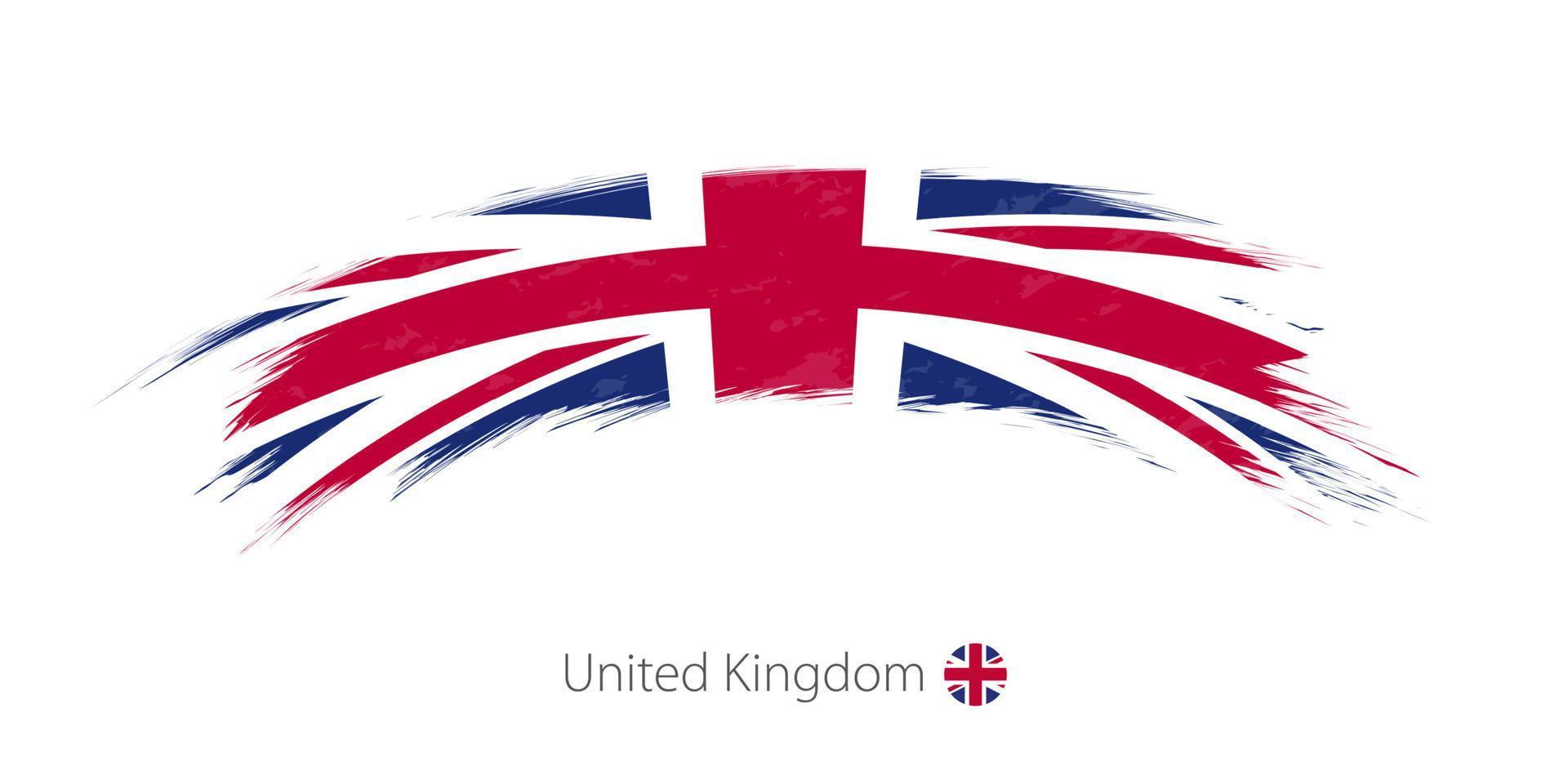 Flag of United Kingdom in rounded grunge brush stroke. vector