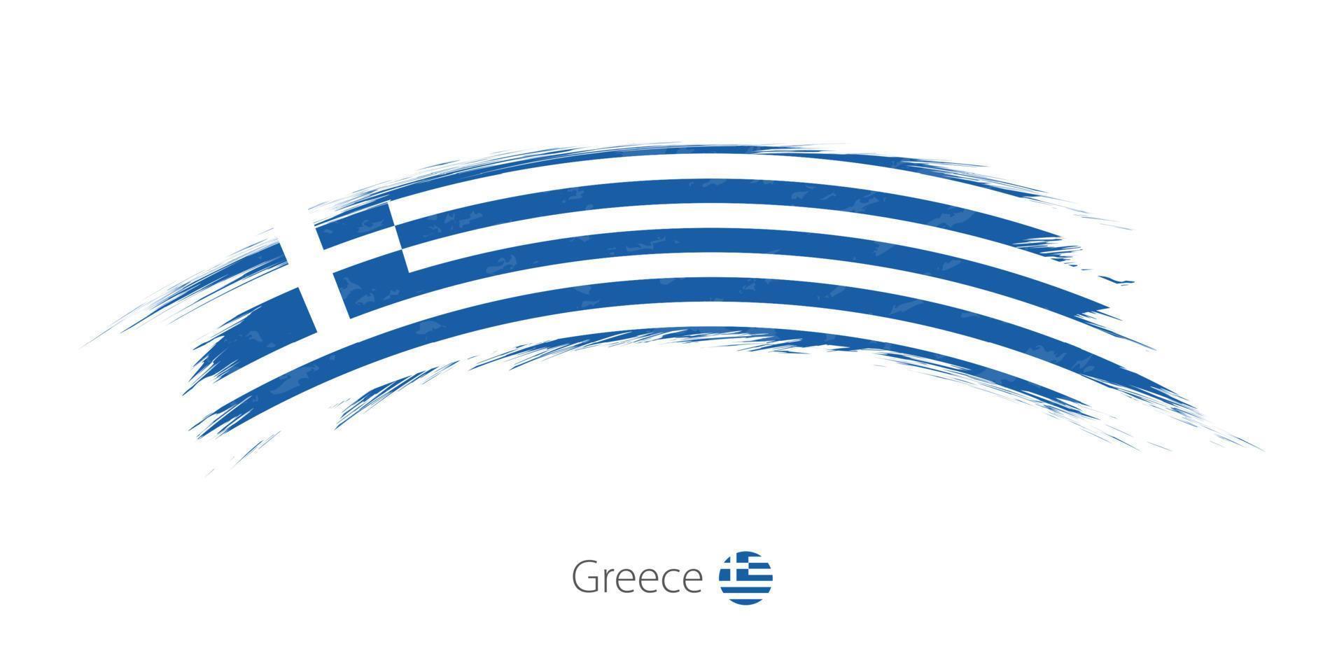 Flag of Greece in rounded grunge brush stroke. vector