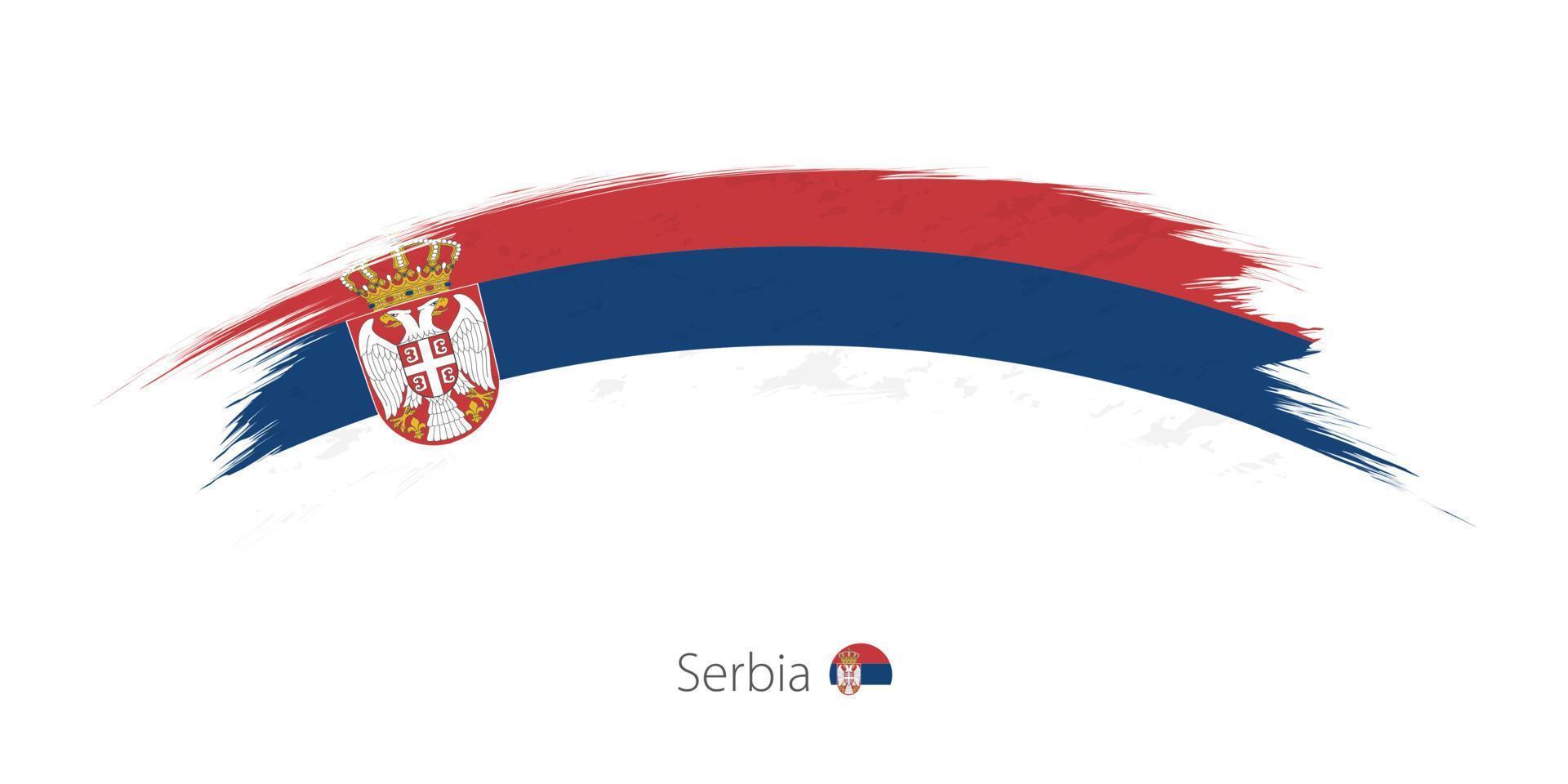 Flag of Serbia  in rounded grunge brush stroke. vector