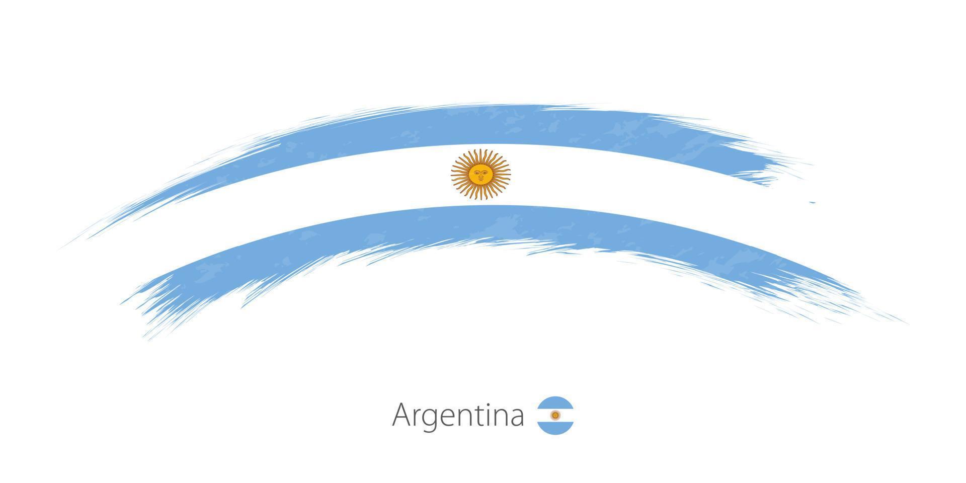 Flag of Argentina in rounded grunge brush stroke. vector