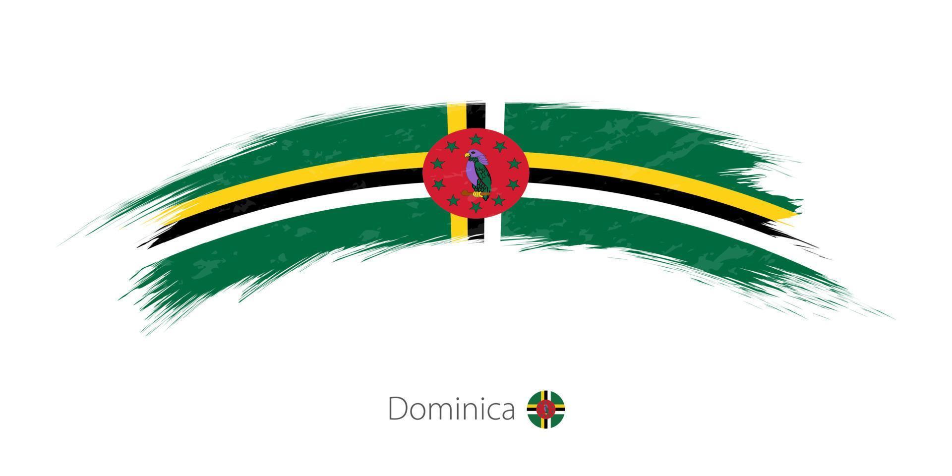 Flag of Dominica in rounded grunge brush stroke. vector