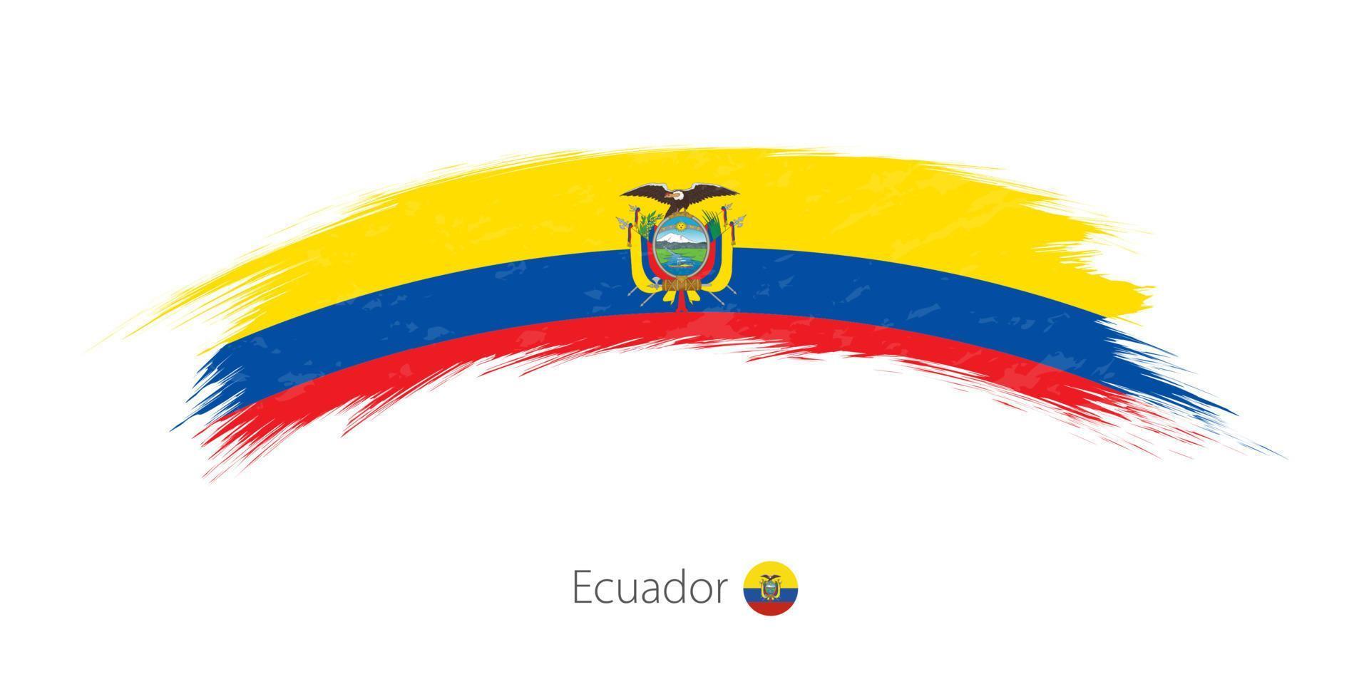 Flag of Ecuador in rounded grunge brush stroke. vector