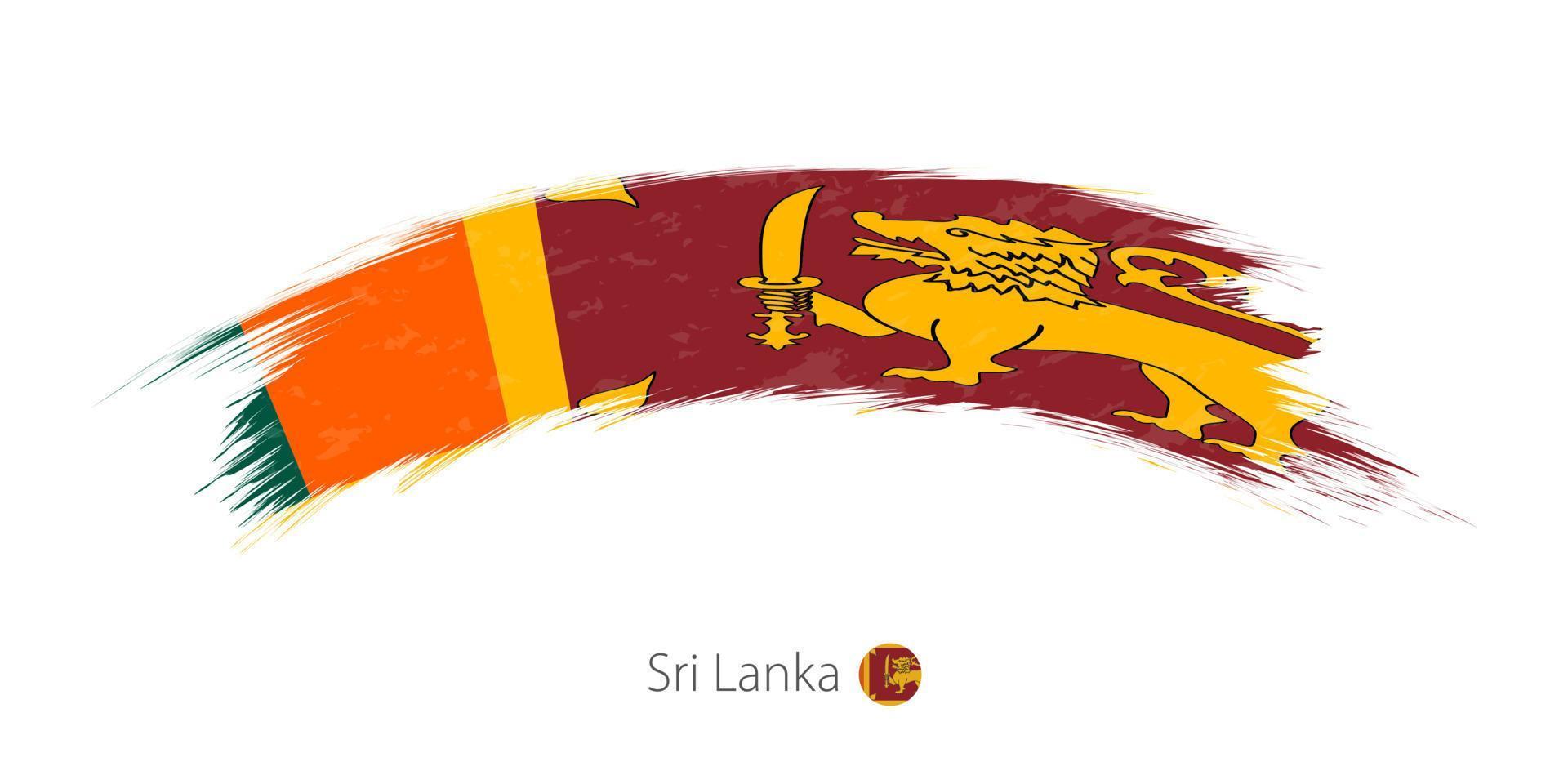 Flag of Sri Lanka in rounded grunge brush stroke. vector
