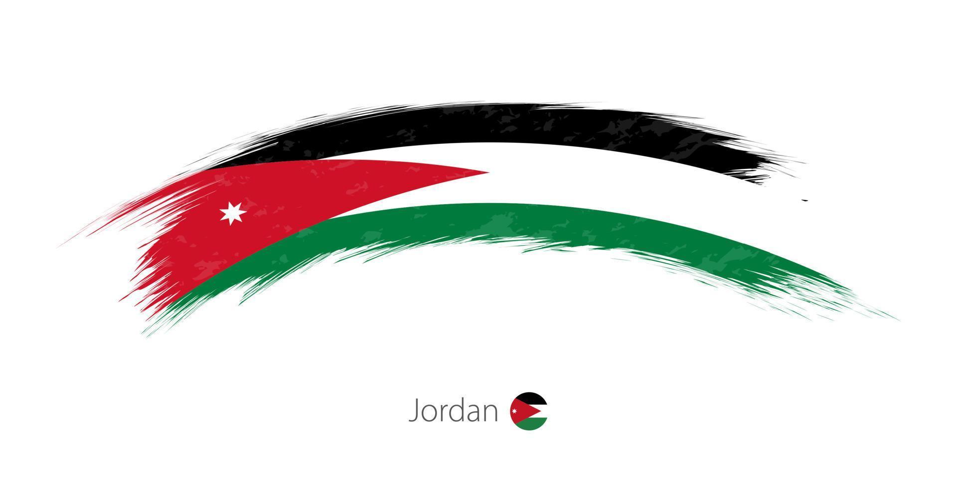 Flag of Jordan in rounded grunge brush stroke. vector