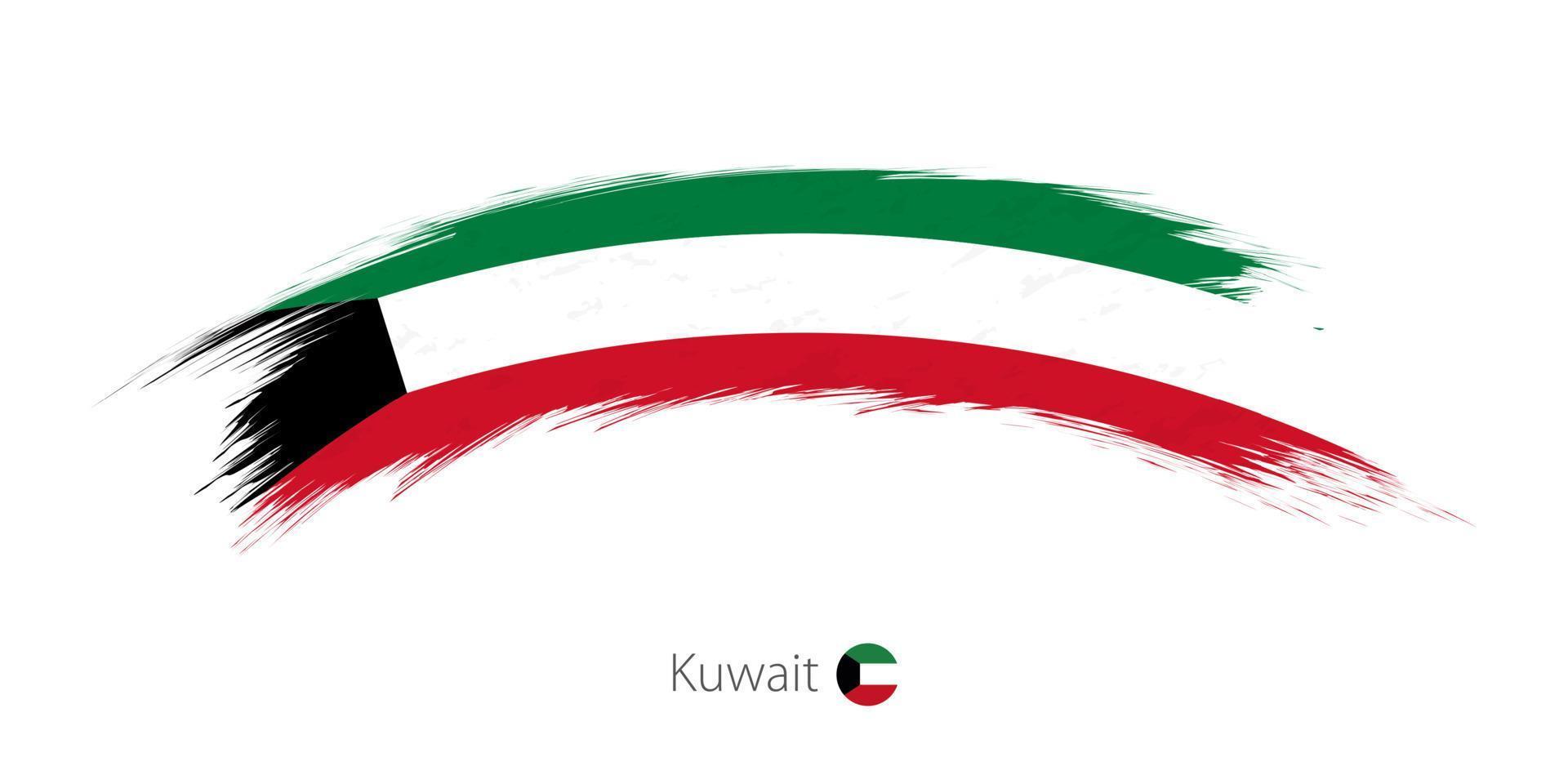 Flag of Kuwait in rounded grunge brush stroke. vector