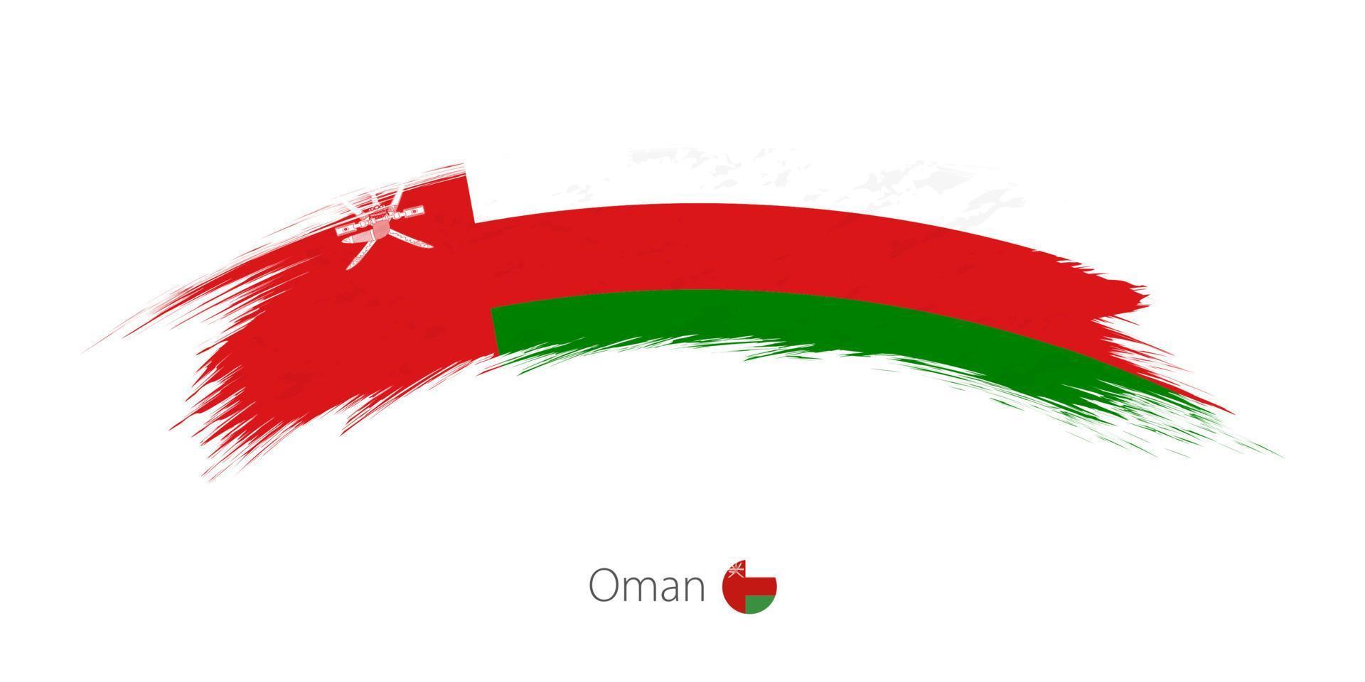 Flag of Oman in rounded grunge brush stroke. vector