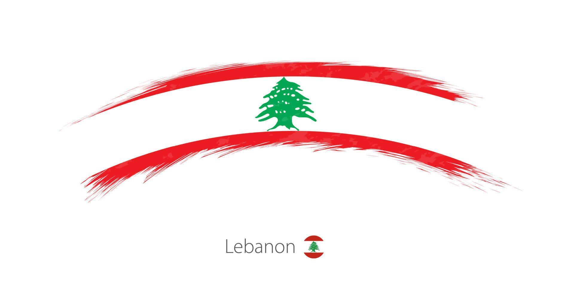 Flag of Lebanon in rounded grunge brush stroke. vector