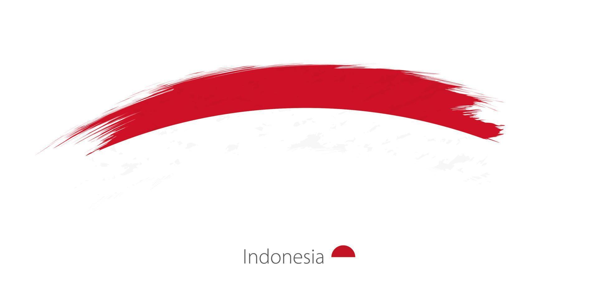 Flag of Indonesia in rounded grunge brush stroke. vector