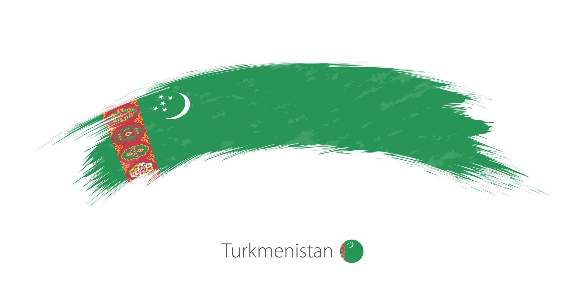 bandera de turkmenistán en un trazo de pincel redondeado. vector