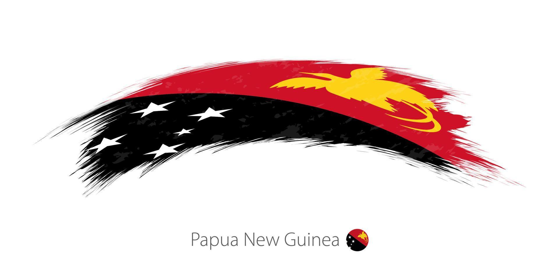 Flag of Papua New Guinea in rounded grunge brush stroke. vector