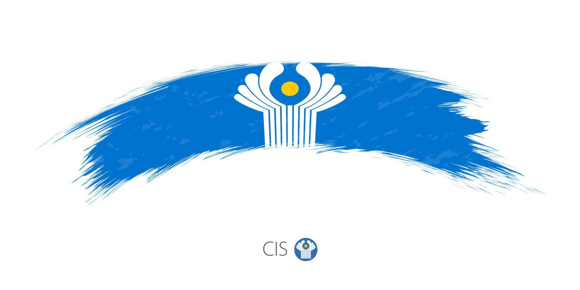 Flag of CIS in rounded grunge brush stroke. vector