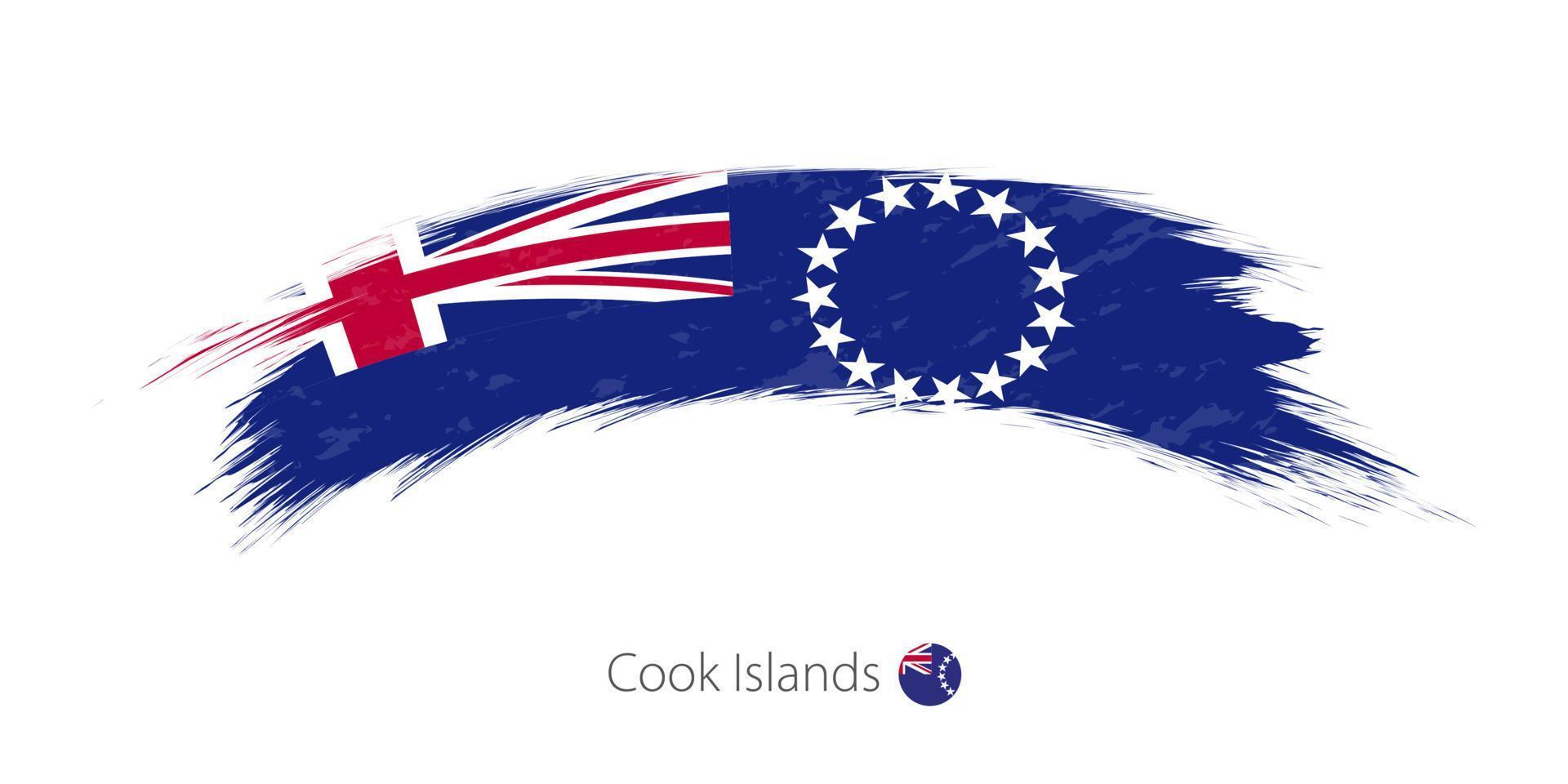 Flag of Cook Islands in rounded grunge brush stroke. vector