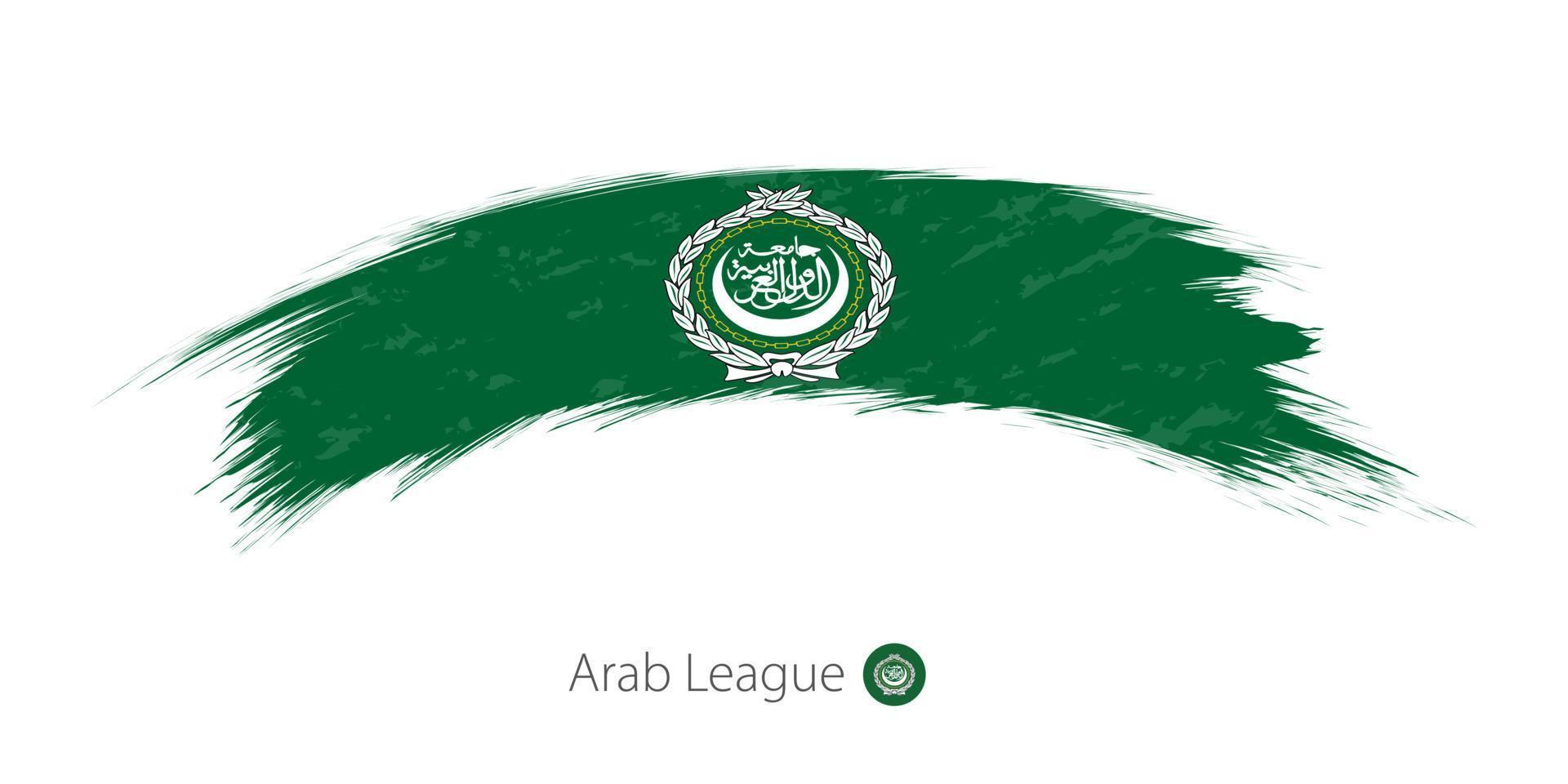 Flag of Arab League in rounded grunge brush stroke. vector