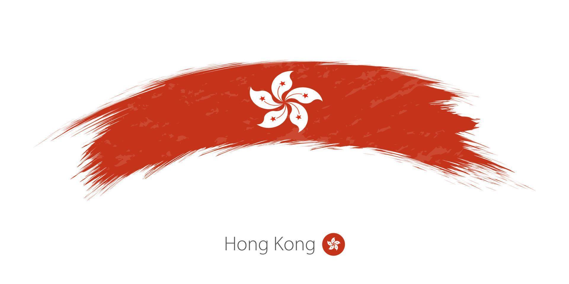 Flag of Hong Kong in rounded grunge brush stroke. vector
