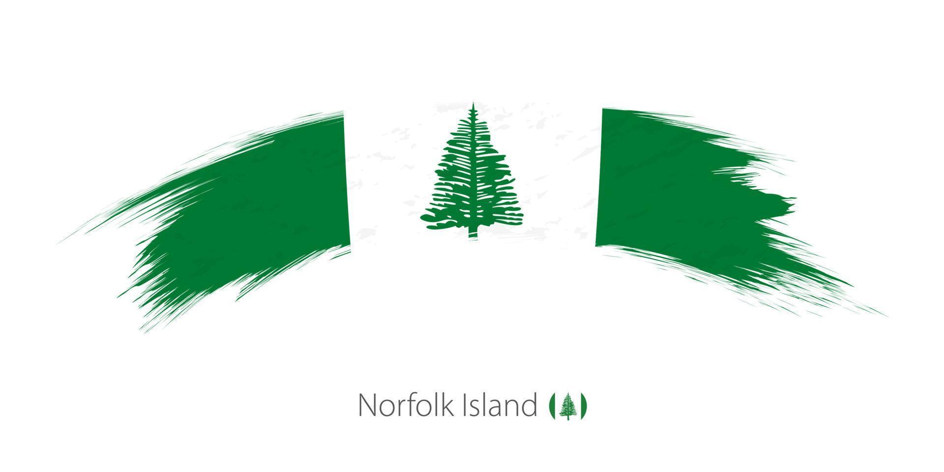 Flag of Norfolk Island in rounded grunge brush stroke. vector