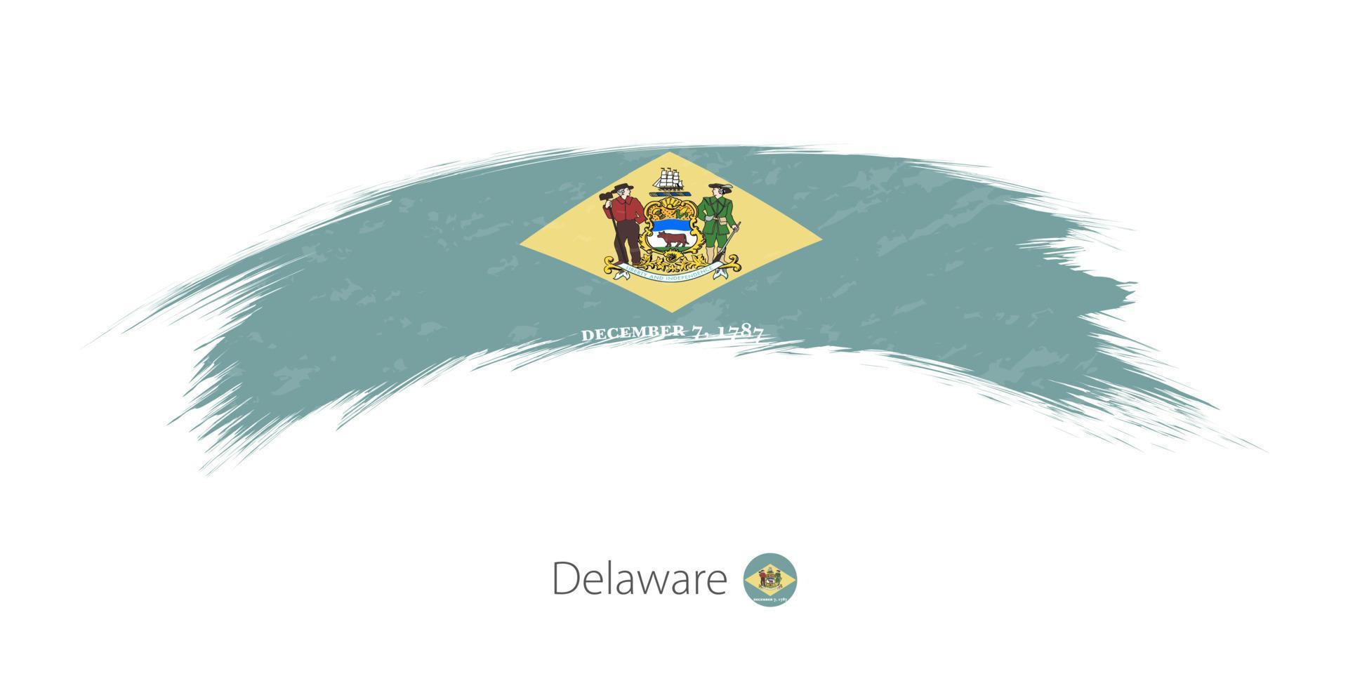 bandera de delaware en trazo de pincel grunge redondeado. vector