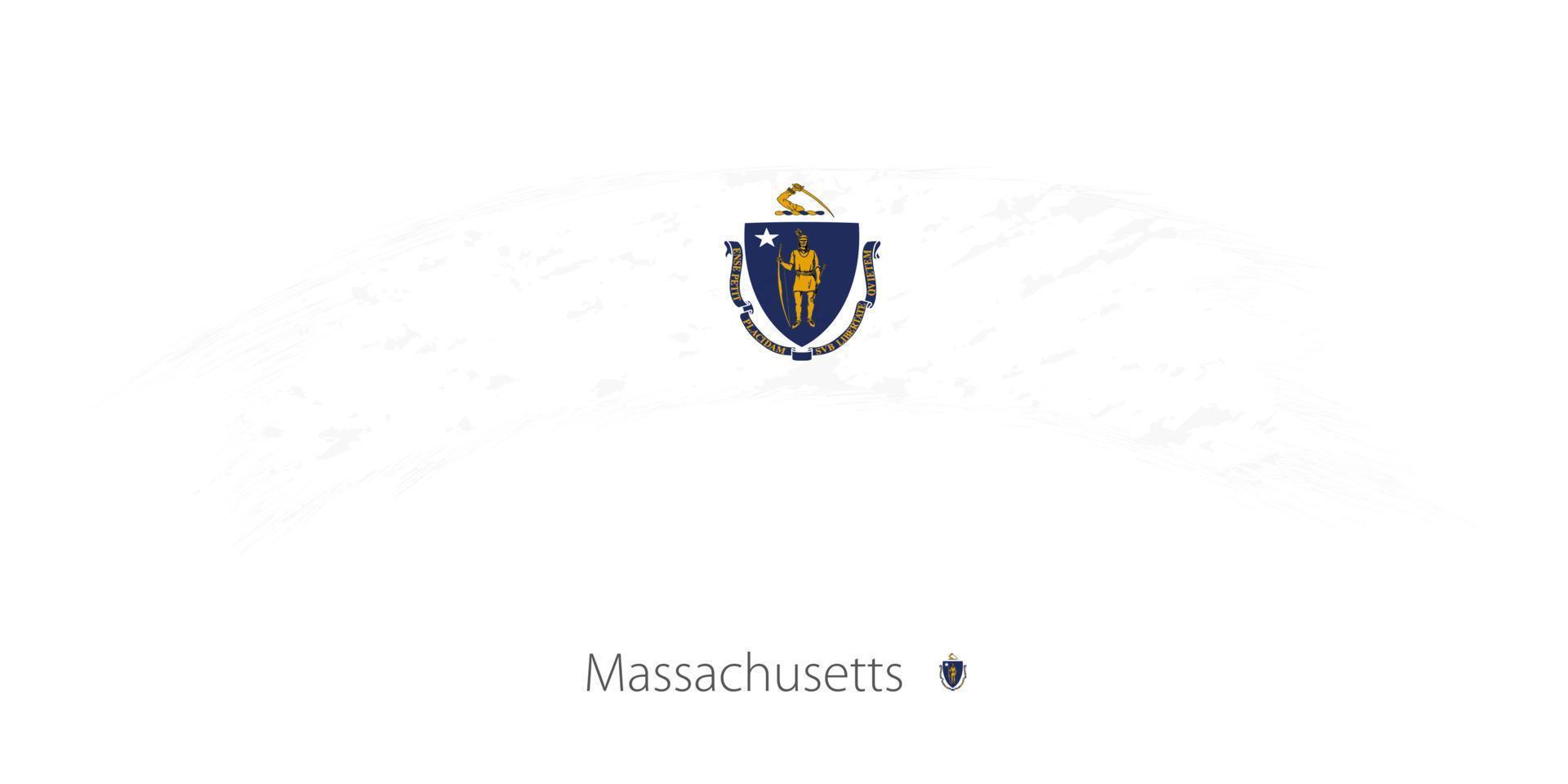 Flag of Massachusetts in rounded grunge brush stroke. vector