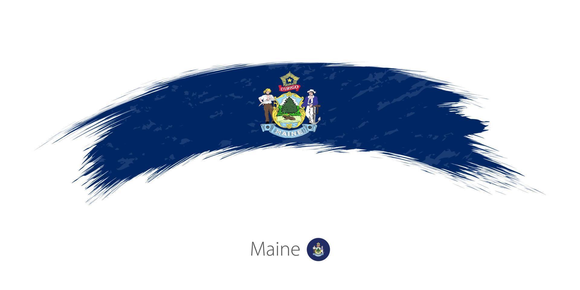 Flag of Maine in rounded grunge brush stroke. vector