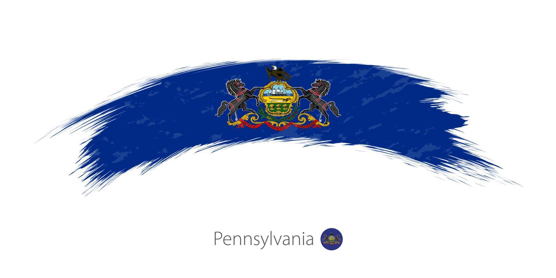 Flag of Pennsylvania in rounded grunge brush stroke. vector