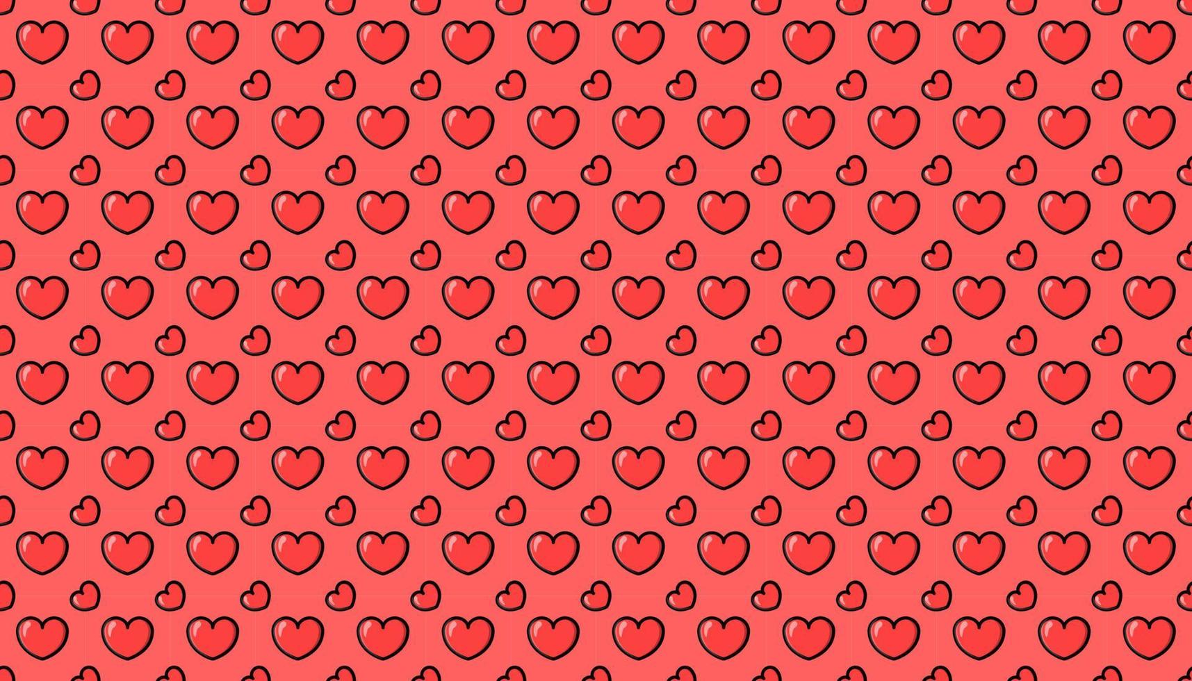 Flat heart pattern on red background. vector