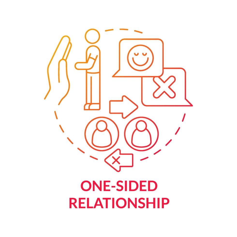Non-reciprocal relationships concept icon. Communication difficulty. Egoistic partner. Mutuality absence abstract idea thin line illustration. Vector isolated outline color drawing