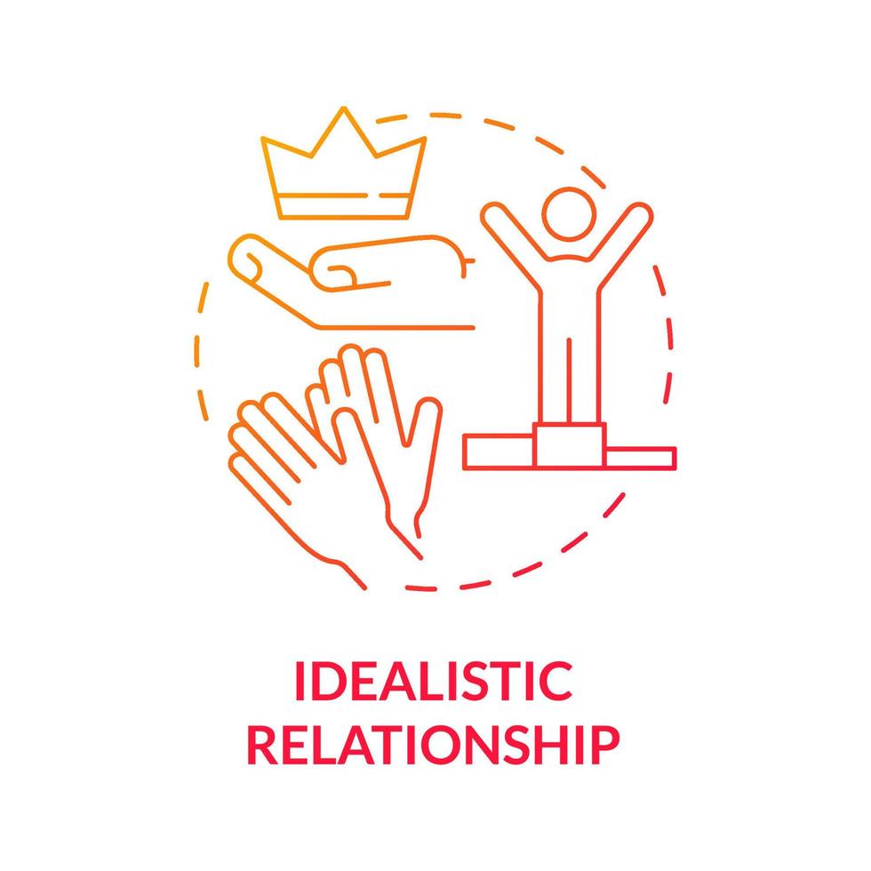 Partner idealizing concept icon. Ignoring abuse and hostile attitude. Interchange expectations from relationships abstract idea thin line illustration. Vector isolated outline color drawing