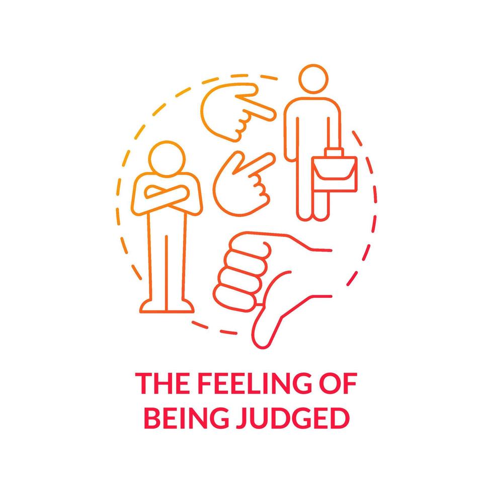 Judgement feeling concept icon. Toxic criticism. Anxiety and low self confidence. Social condemnation abstract idea thin line illustration. Vector isolated outline color drawing