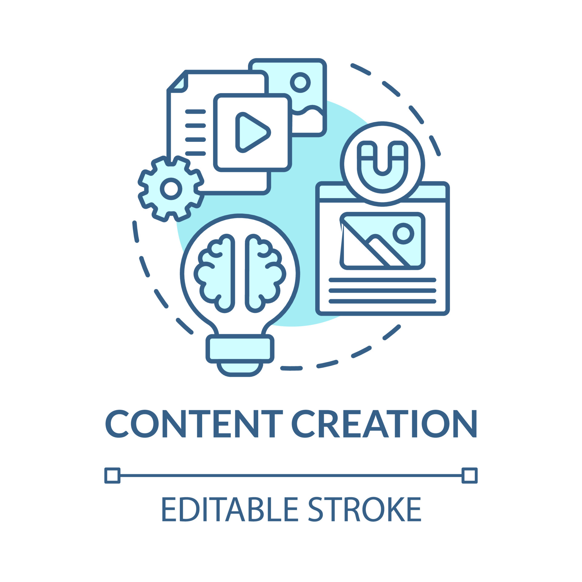 Content creation blue concept icon. Online entrepreneur skill abstract