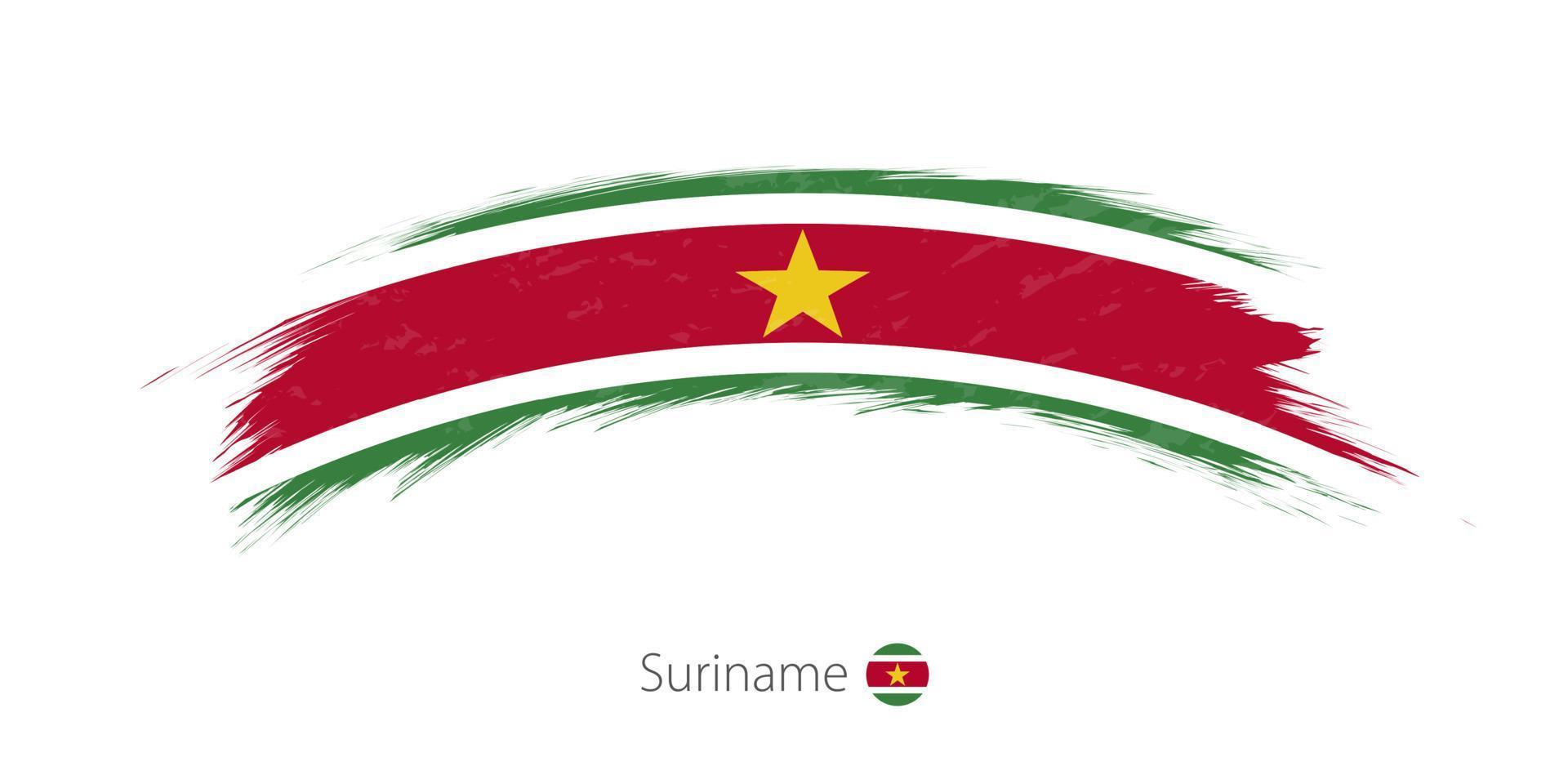 Flag of Suriname in rounded grunge brush stroke. vector