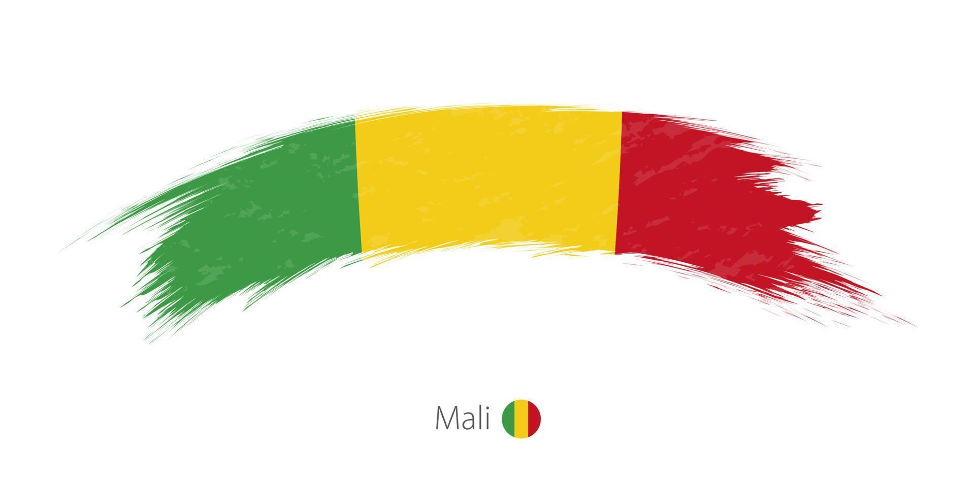 Flag of Mali in rounded grunge brush stroke. vector