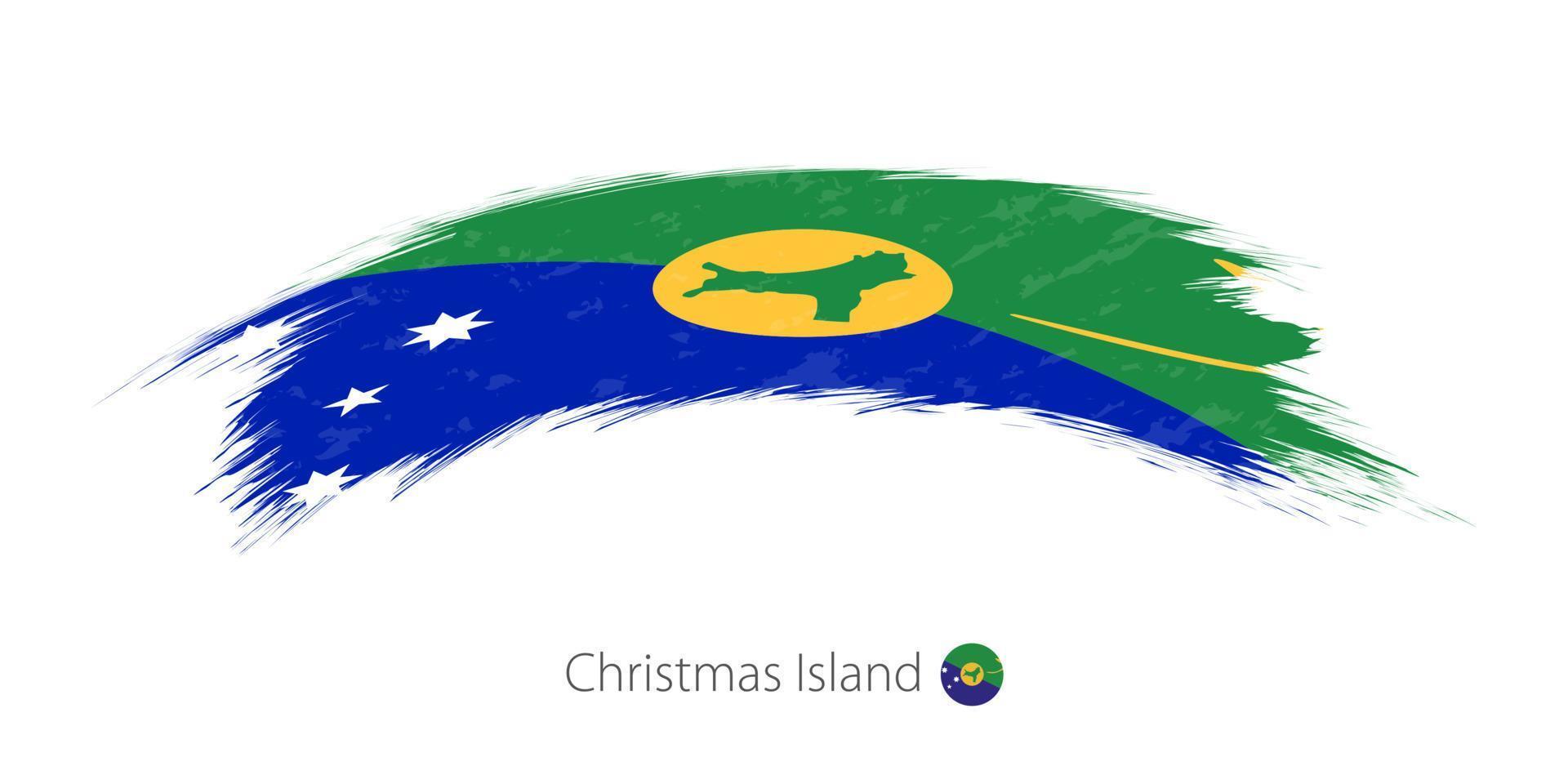 Flag of Christmas Island in rounded grunge brush stroke. vector