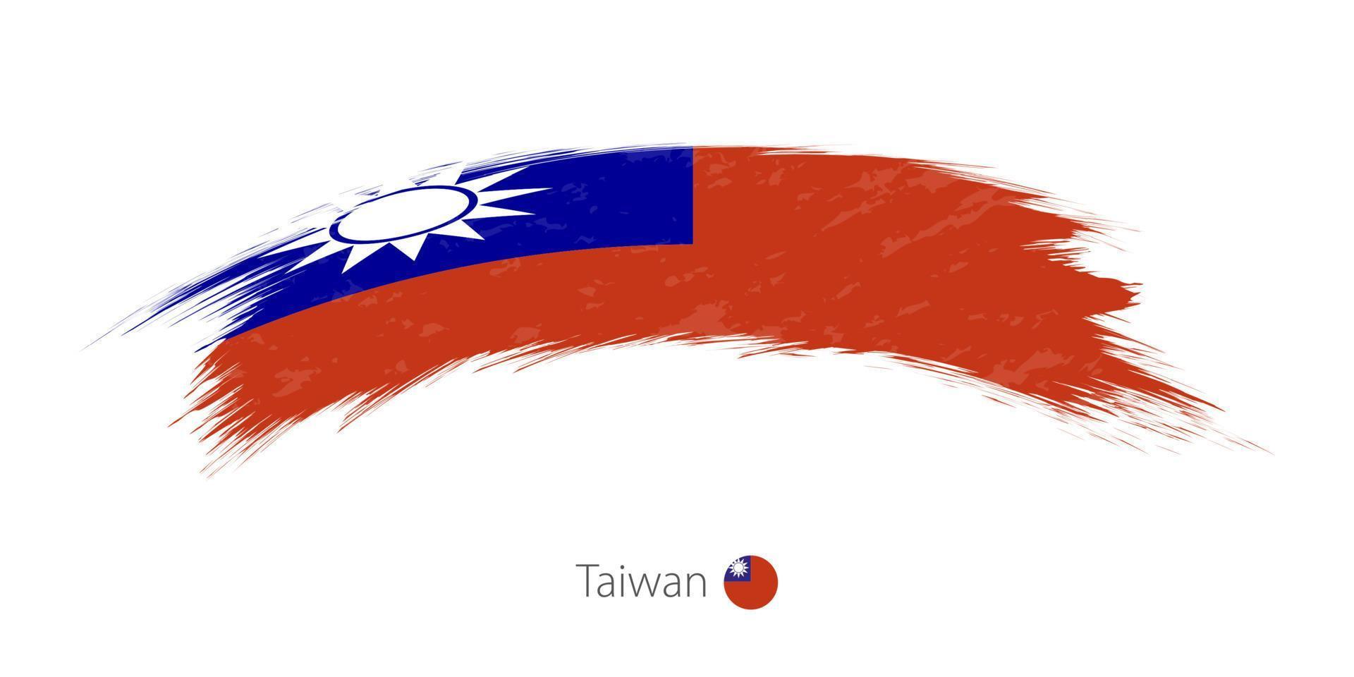 Flag of Taiwan in rounded grunge brush stroke. vector