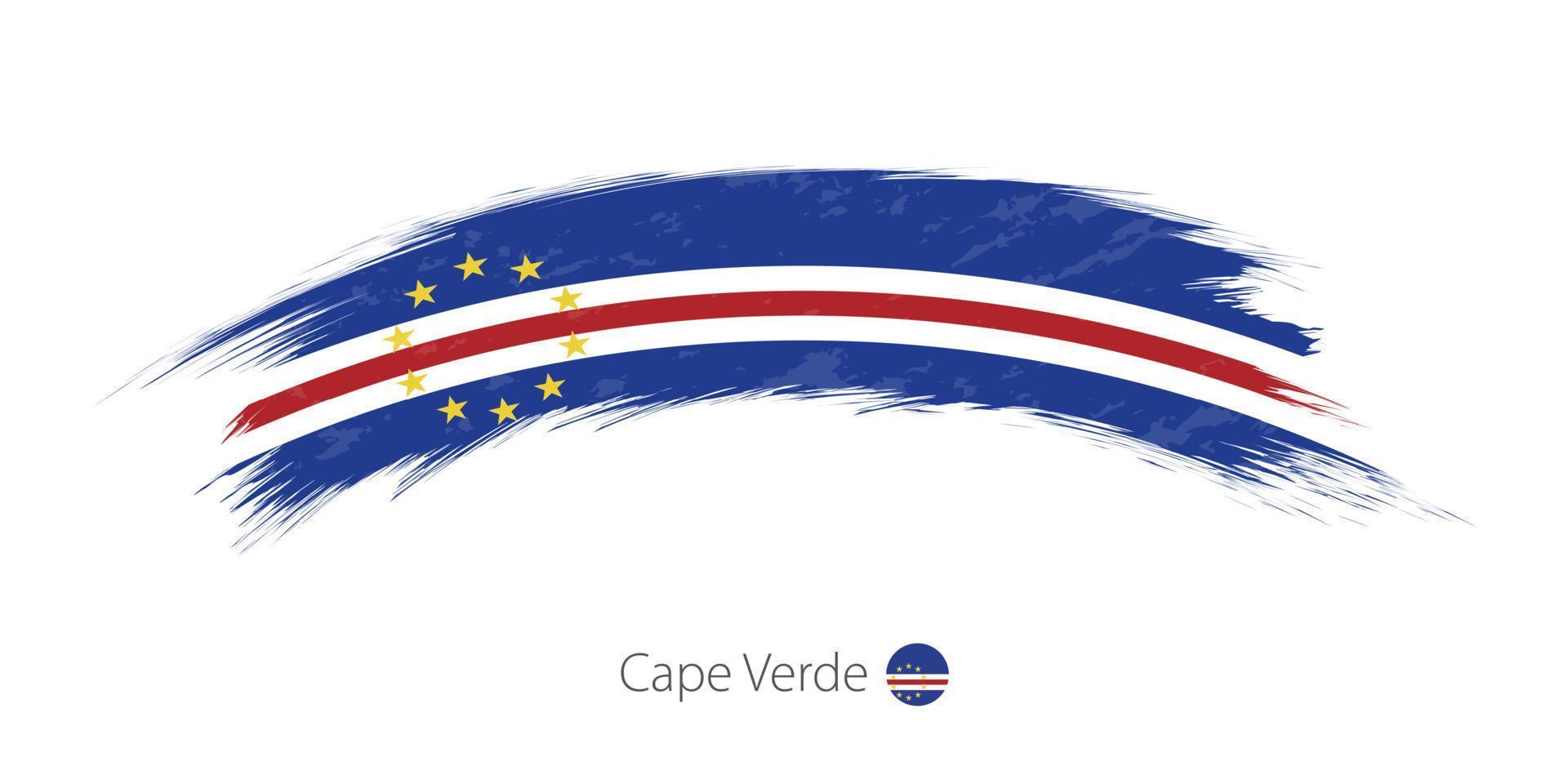Flag of Cape Verde in rounded grunge brush stroke. vector