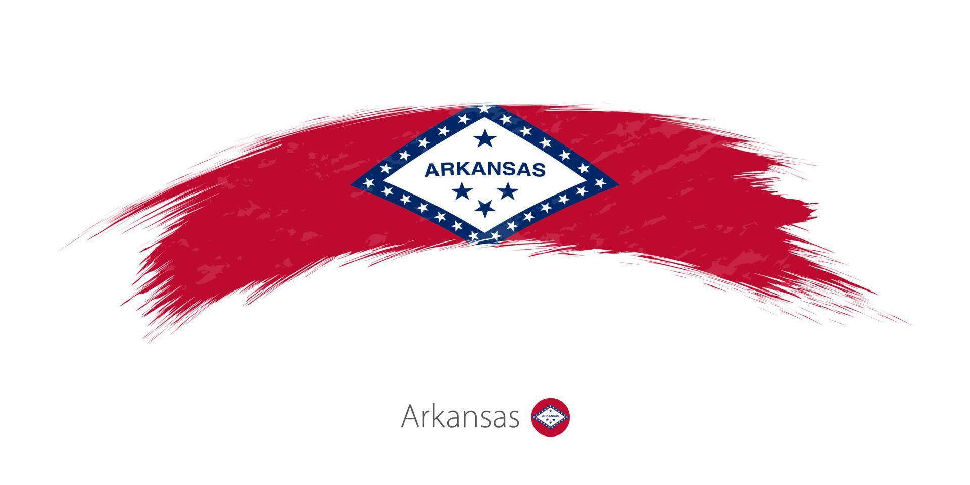 Flag of Arkansas in rounded grunge brush stroke. vector
