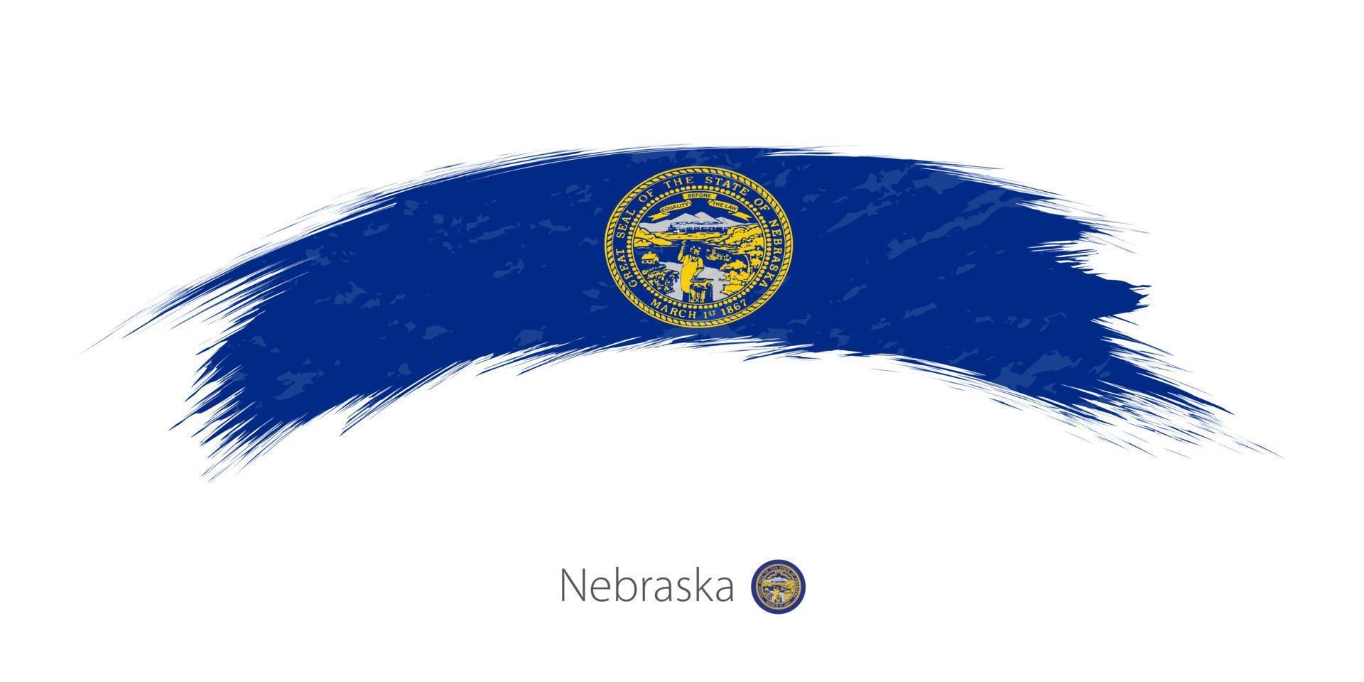 Flag of Nebraska in rounded grunge brush stroke. vector