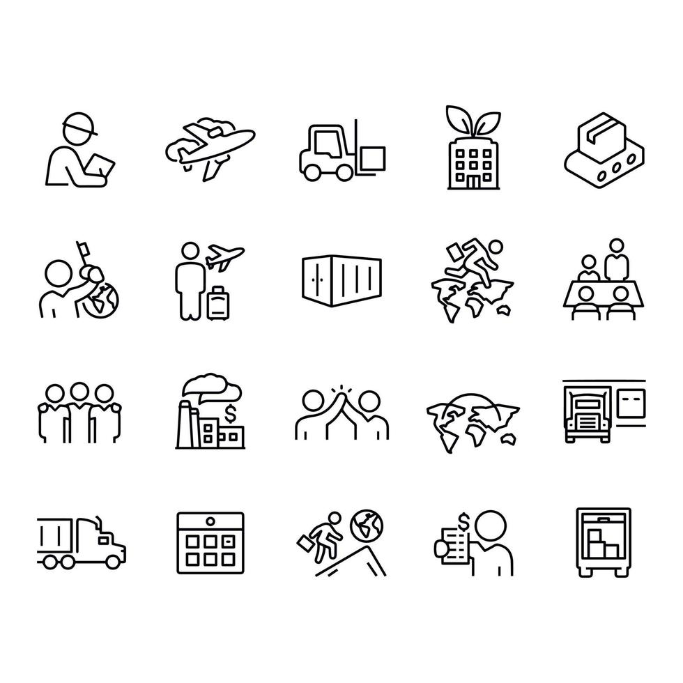 International Trade line icons vector design