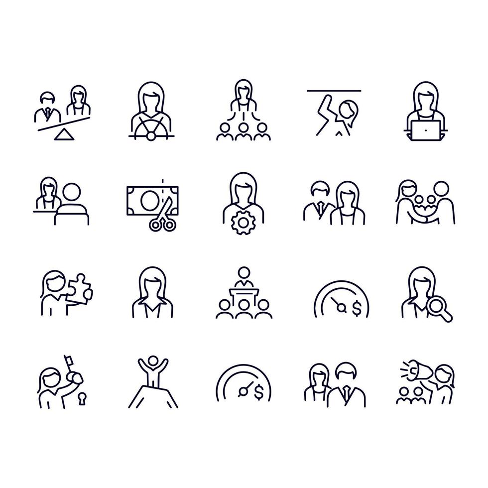 Business Women line icons vector design