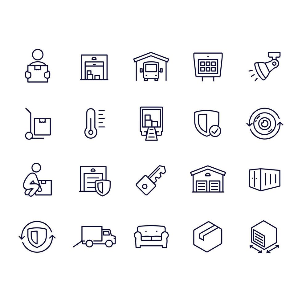 Self Storage line icons vector design