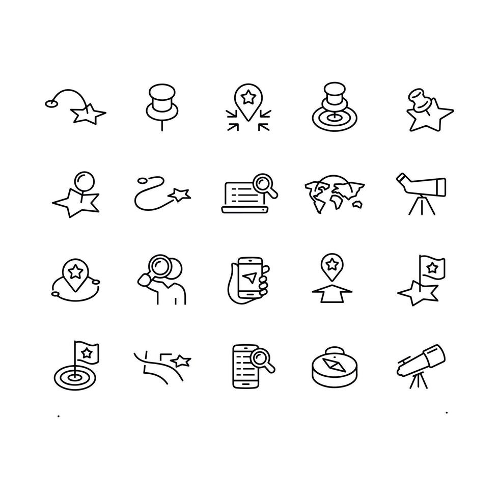 location and search line icons vector design