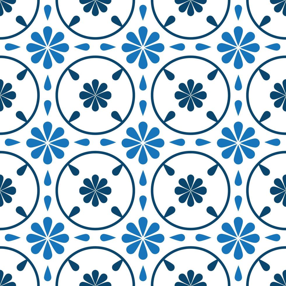 Vintage Ceramic Tile Design With Floral vector